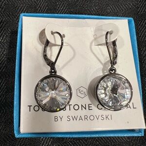 Lulu earrings made exclusively with Swarovski crystals finished in gun metal